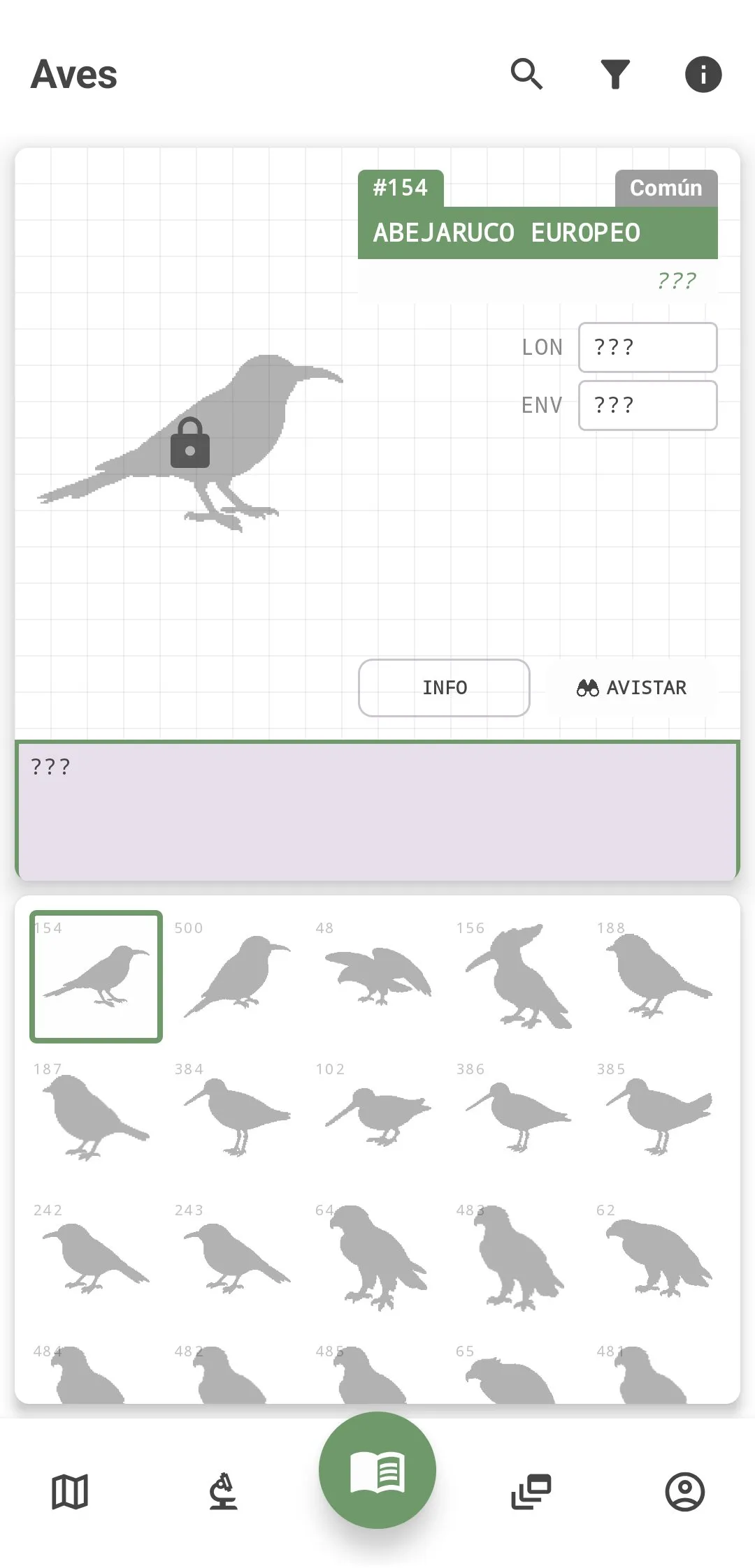 Álbum de BirdPedy con las aves por descubrir