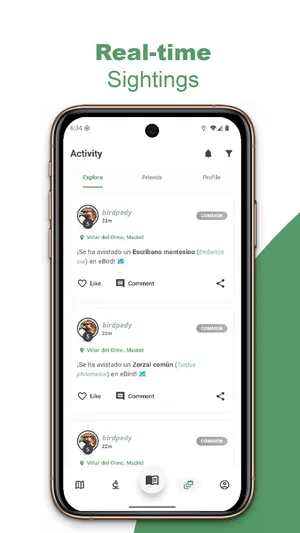 Sightings map in BirdPedy in English